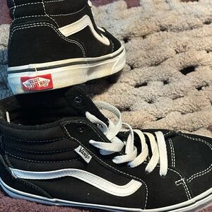 Vans Kids Black and White High-Top Sneakers